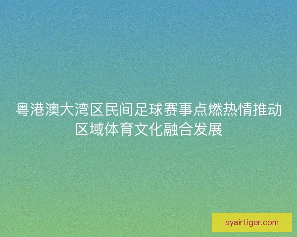粤港澳大湾区民间足球赛事点燃热情推动区域体育文化融合发展