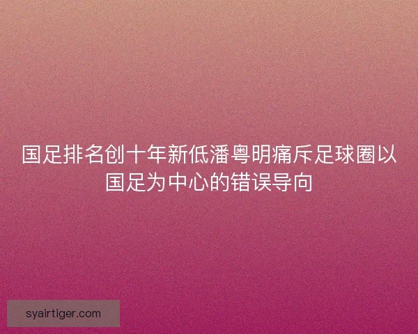 国足排名创十年新低潘粤明痛斥足球圈以国足为中心的错误导向