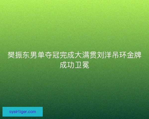 樊振东男单夺冠完成大满贯刘洋吊环金牌成功卫冕