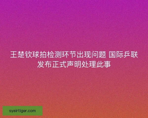 王楚钦球拍检测环节出现问题 国际乒联发布正式声明处理此事